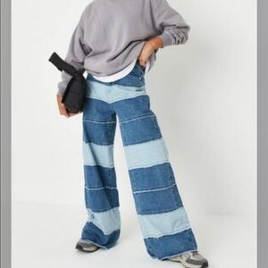 patchwork wide leg jeans